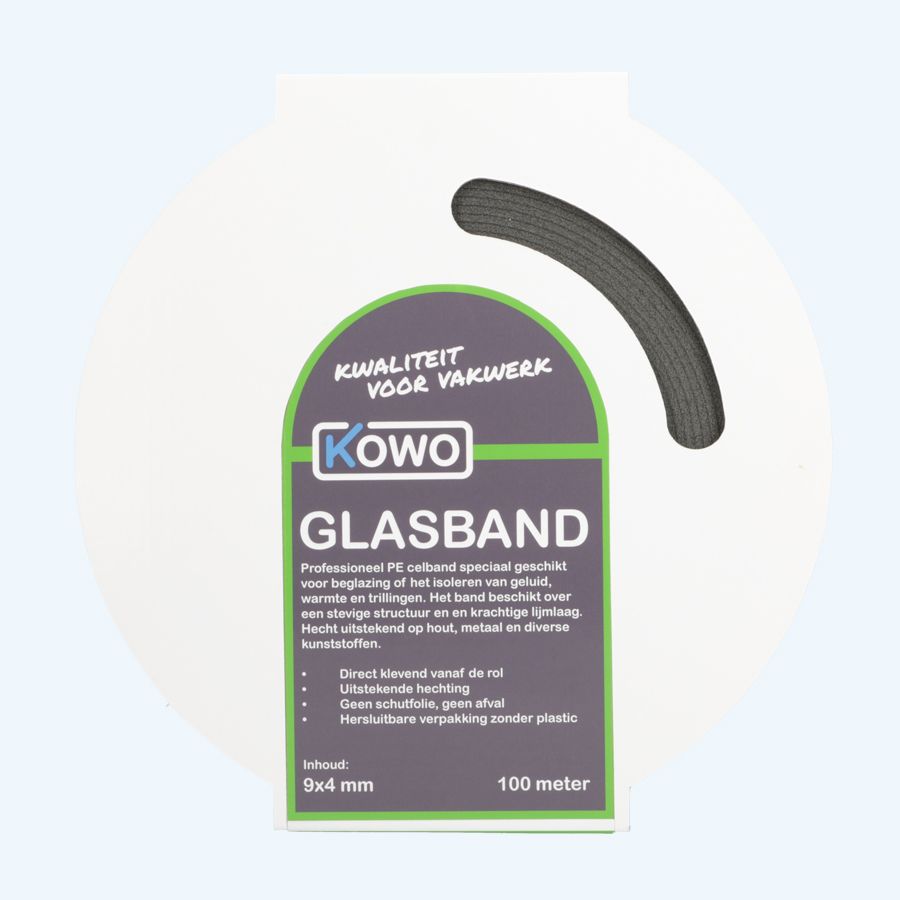 Kowo PE beglazingsband (zwart) 9 x 4 mm 100 meter Kowo PE beglazingsband (zwart) 9 x 4 mm 100 meter