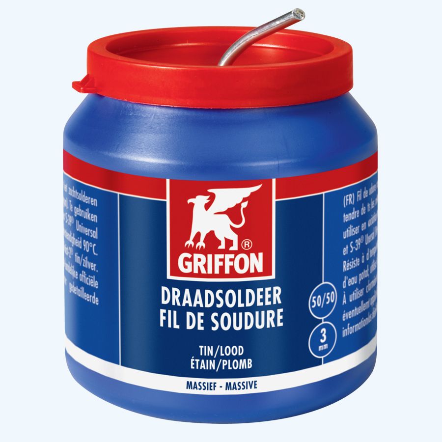 Griffon draadsoldeer tin/lood 50/50 massief 500 gram Griffon draadsoldeer tin/lood 50/50 massief 500 gram