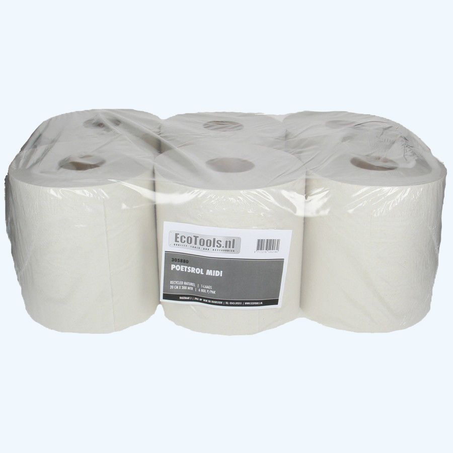 6 x Poetsrol midi 1-laags 19 cm x 300 meter