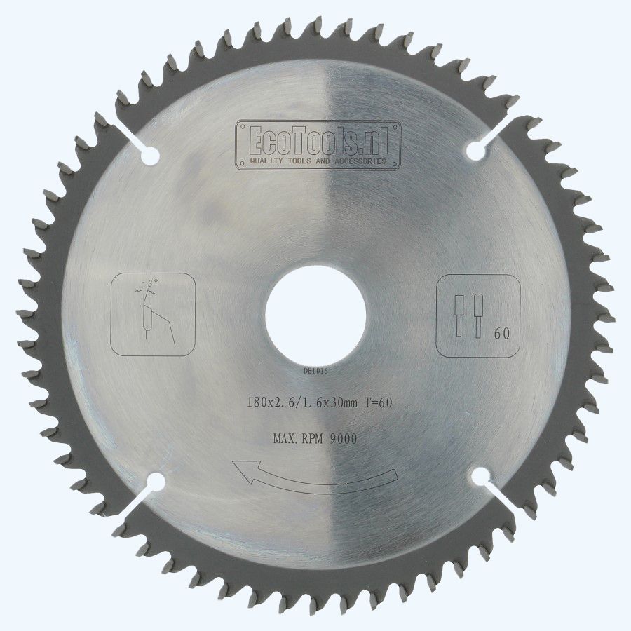 HM-zaagblad 180 x 30 mm T=60 (vlak-daktand) HM-zaagblad 180 x 30 mm T=60 (vlak-daktand)