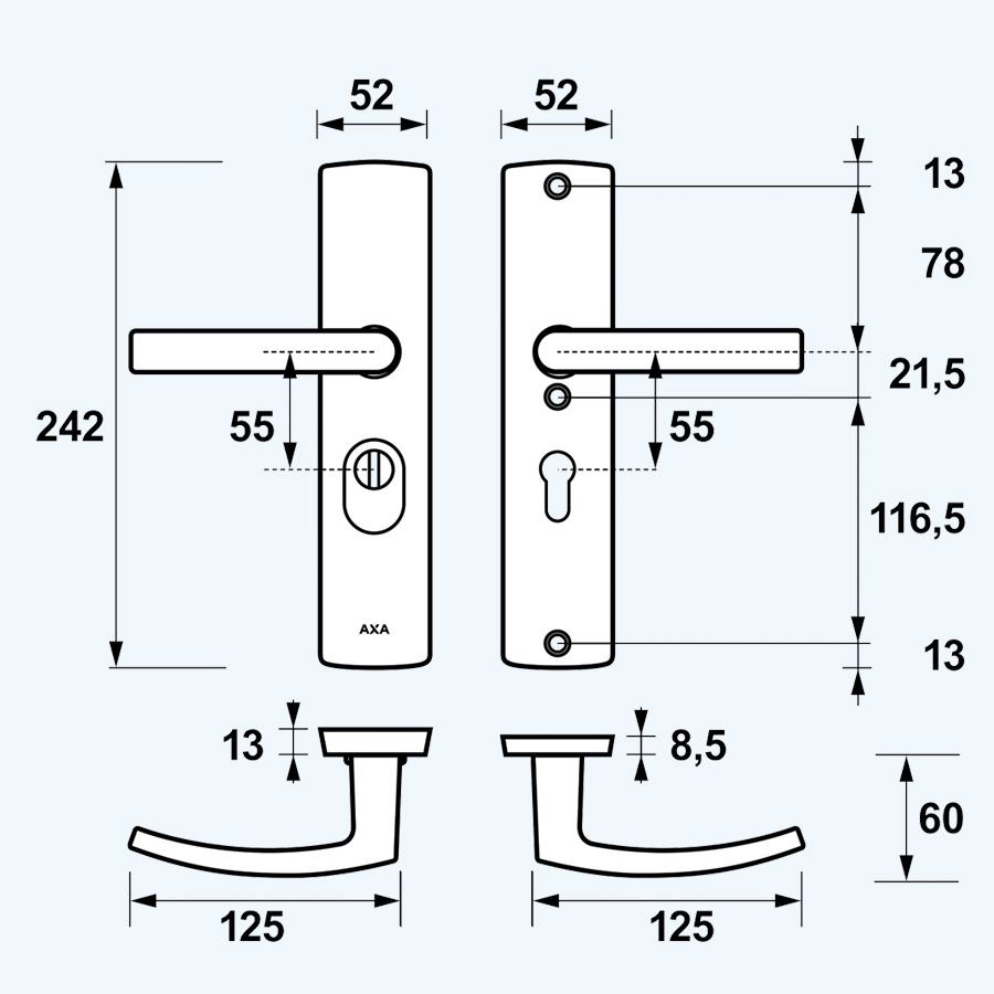 AXA veiligheidsbeslag PC55 SKG*** met kerntrekbeveiliging aluminium (kruk) AXA veiligheidsbeslag PC55 SKG*** met kerntrekbeveiliging aluminium (kruk)