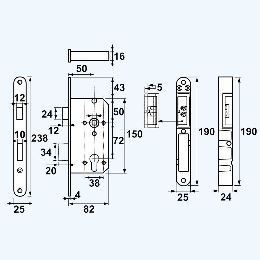 AXA Veiligheidsinsteek dag-nachtslot PC72 SKG** RVS (voorplaat rond)