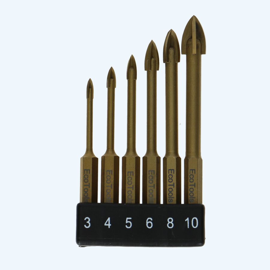 6-delige glas- en tegelborenset 6-delige glas- en tegelborenset