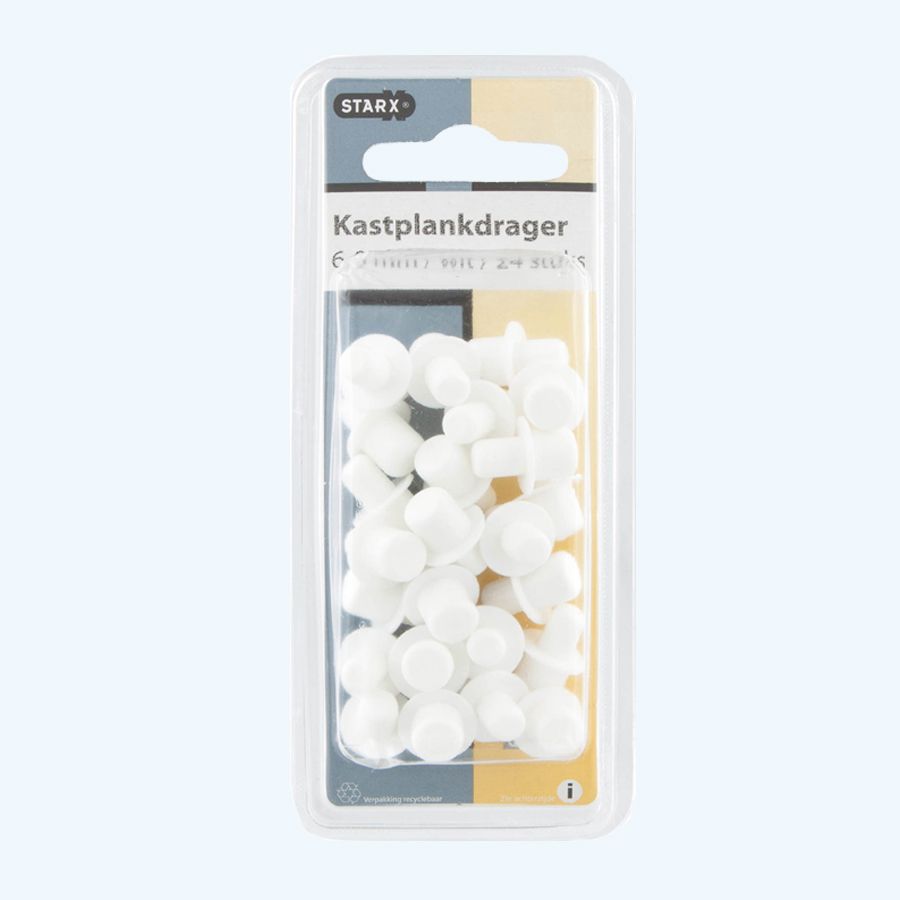Kastplankdragers 6/8 mm wit (24 stuks) Kastplankdragers 6/8 mm wit (24 stuks)