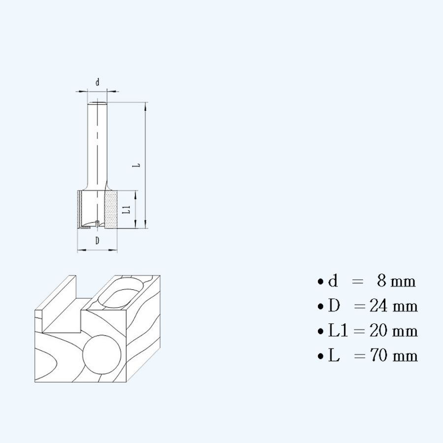 HM groeffrees 24 mm met ondersnijder