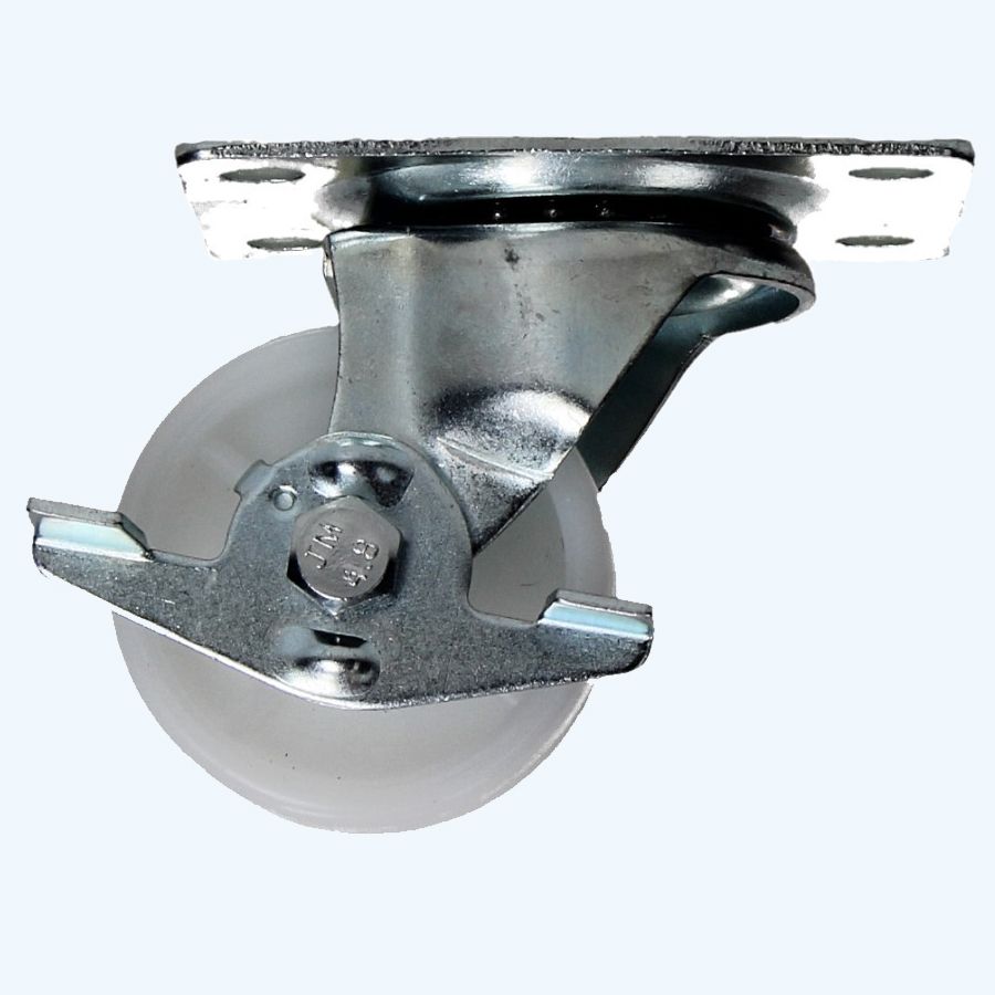 Nylon zwenkwiel met rem 63 mm 60 kg