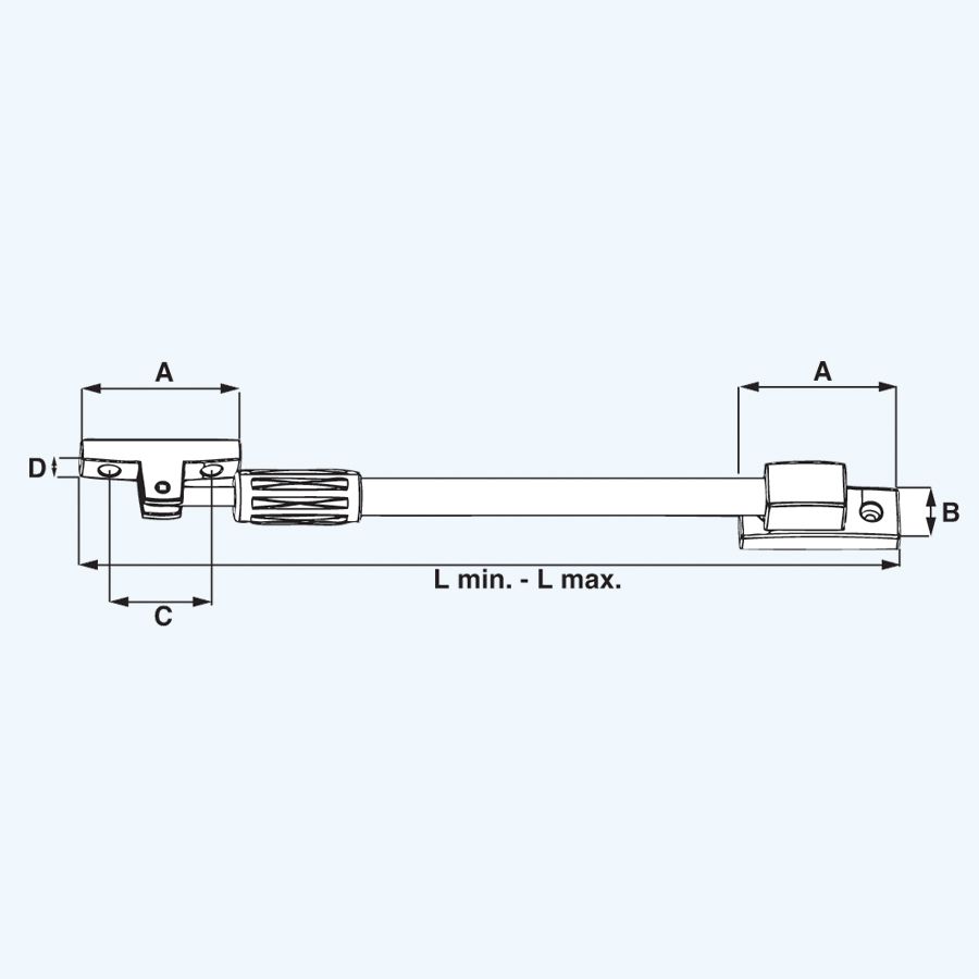 Telescopische raamuitzetter 225 - 295 mm RVS finish / zwart