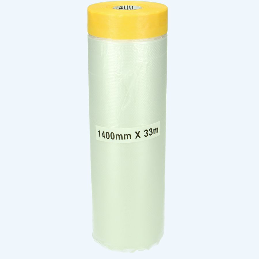 Afplaktape rijstpapier met folie 1400 mm x 33 meter Afplaktape rijstpapier met folie 1400 mm x 33 meter