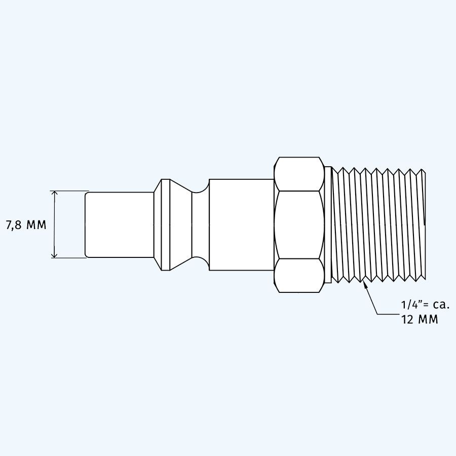 Orion insteeknippel met 1/4'' uitwendig draad Orion insteeknippel met 1/4'' uitwendig draad