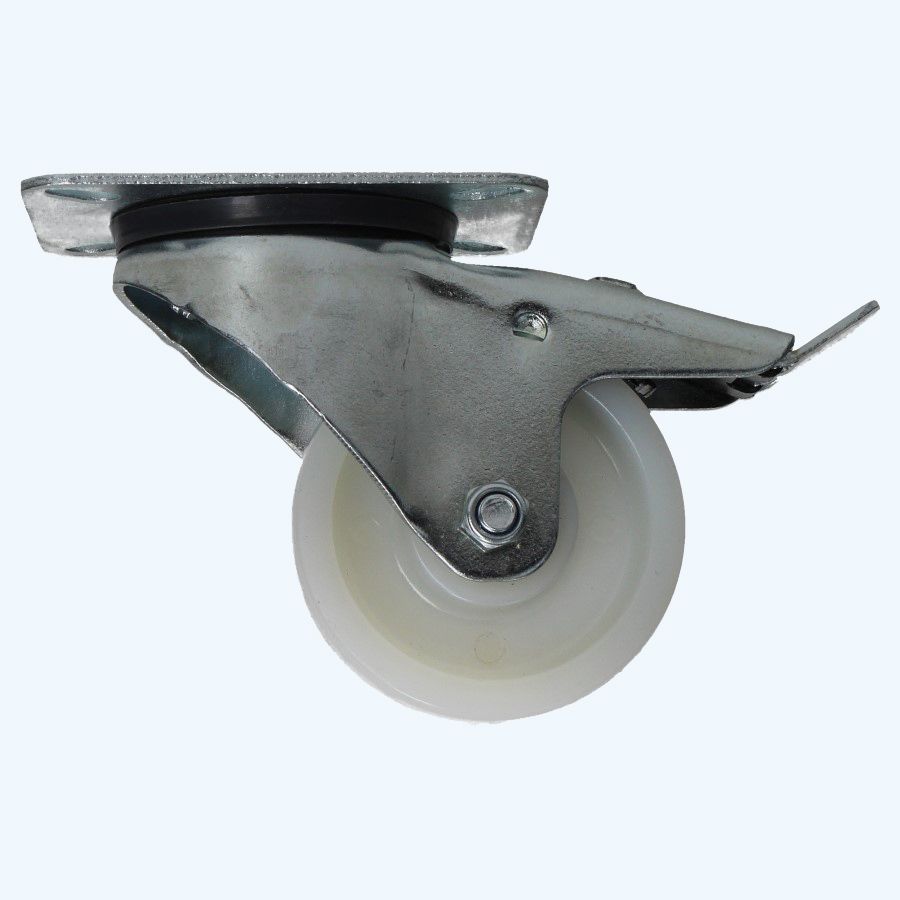 Nylon zwenkwiel met rem 80 mm 100 kg Nylon zwenkwiel met rem 80 mm 100 kg