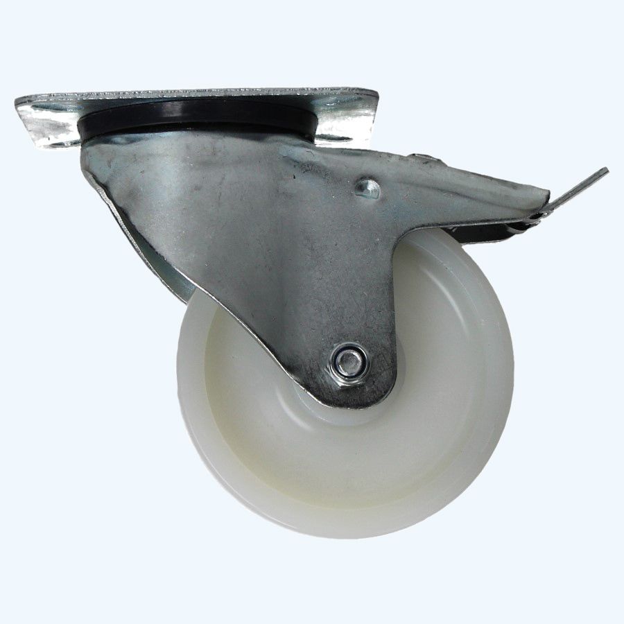 Nylon zwenkwiel met rem 100 mm 120 kg Nylon zwenkwiel met rem 100 mm 120 kg