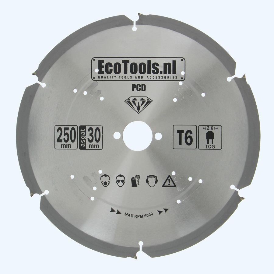 PCD zaagblad 250 x 30 mm T=6 PCD zaagblad 250 x 30 mm T=6