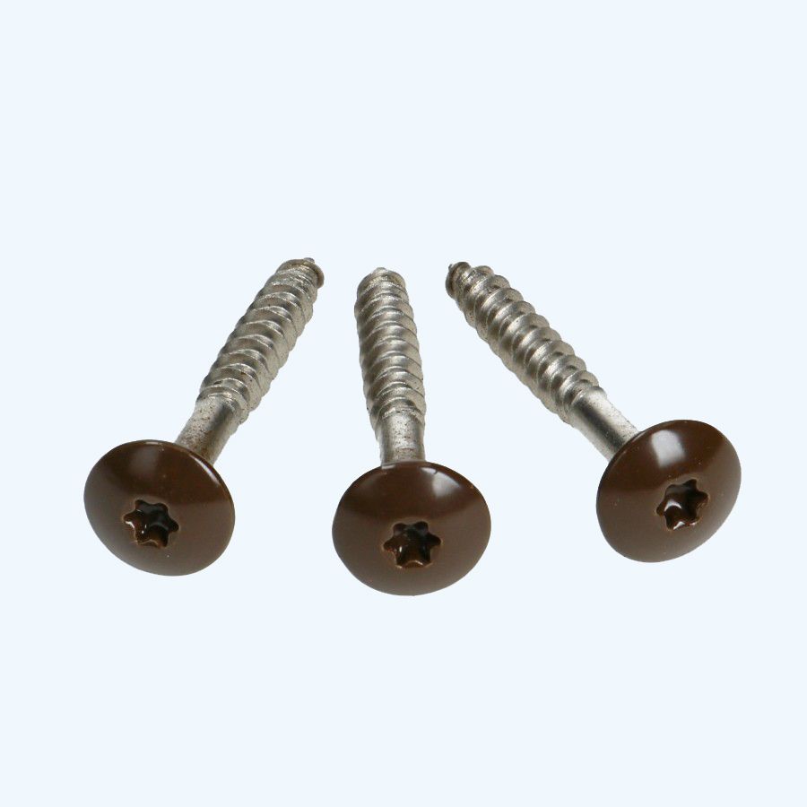 100 stuks kleurkopschroeven 4,8 x 38 mm RAL 8014 100 stuks kleurkopschroeven 4,8 x 38 mm RAL 8014