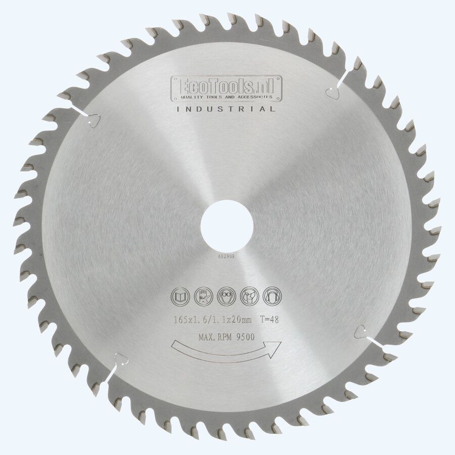 HM zaagblad 165 x 20 mm T48 (1,1 / 1,6mm) Industrial HM zaagblad 165 x 20 mm T48 (1,1 / 1,6mm) Industrial