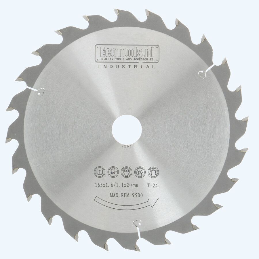 HM zaagblad 165 x 20 mm T24 (1,1 / 1,6mm) Industrial HM zaagblad 165 x 20 mm T24 (1,1 / 1,6mm) Industrial